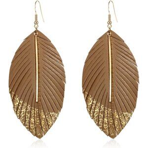 Bohemian Handmade Leather Dangle Earrings - Lightweight Fringe & Feather Design